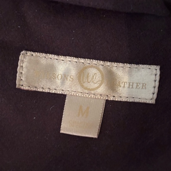 Wilsons Leather Brown Faux Shearling Coat Real Fox Fur Removable Collar Woman M - Picture 13 of 16